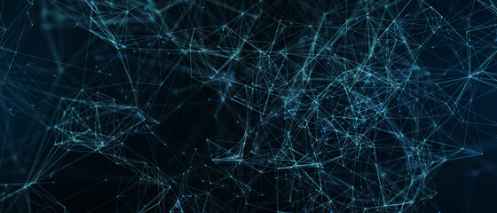 Abstract futuristic - technology with polygonal shapes on dark blue background. Design digital technology concept. 3d illustration.