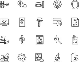 technology vector icon set such as: assistance, wheel, environment, home, movie, commerce, school, fuel, cyber, cinema, advertising, round, image, bank, accuracy, credit, ranking, future, lock