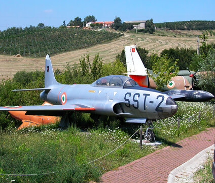 Rimini / Italy - August 8, 2012:  Lockeed T33 A.
