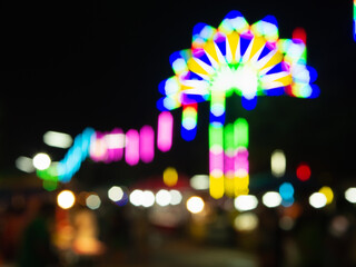Lightห bokeh blur in temple fair use for background,  Bokeh background concept.