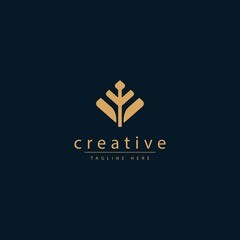 Obraz premium Vector leaf, golden shape and monochromatic one. Abstract emblem, design concept, logo, logotype element for template.