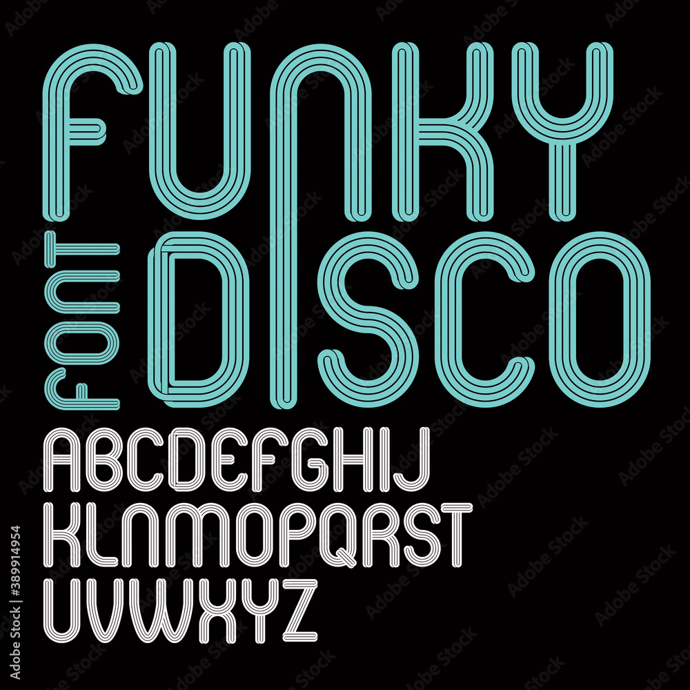 Poster vector script, modern freaky alphabet letters set, for use as retro poster design elements for fun c