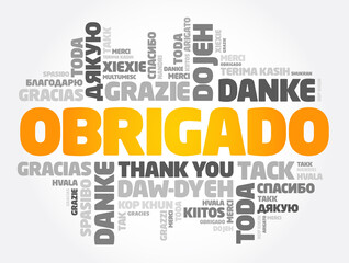 Obrigado (Thank You in Portuguese) Word Cloud concept