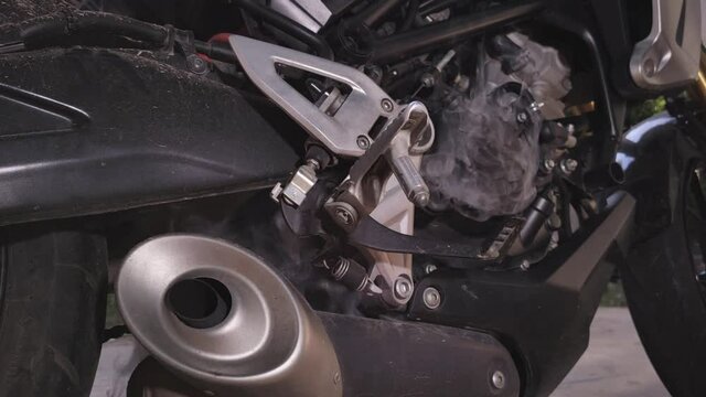 An engine that is so hot that there is smoke.