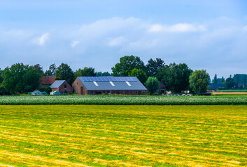classical dutch landscape with a barn, Waterlandkerkje, Zeeland, The netherlands