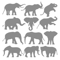Elephant Silhouette Vector Collection 