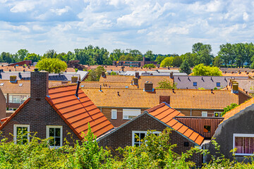 skyline with house rooftops of Breskens city, Zeeland, The Netherlands