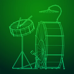 Fototapeta na wymiar Musical instruments set. Rock band drum kit. Percussion musical instrument