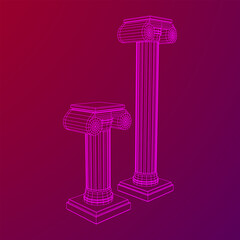 Greek ionic column. Ancient pillars.