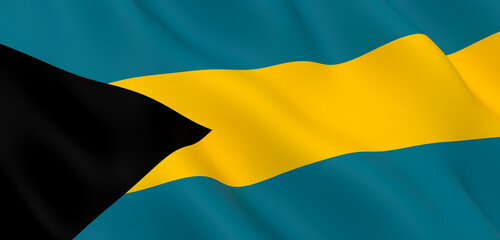 National Fabric Wave Closeup Flag of the Bahamas