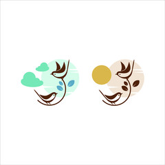 sparrow birds element set for background, pattern, print or sticker animal nature template idea