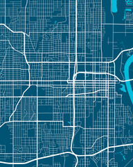 Detailed map of Omaha city, linear print map. Cityscape panorama. - obrazy, fototapety, plakaty