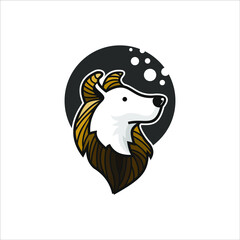 cartoon dog head illustration of animal pets graphic design for print or sticker template idea