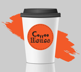 Paper Coffee Cup on transparent background. 3d Coffee Cup Mockup. Vector Template