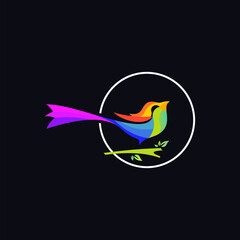 cartoon bird long tail with full color digital graphic design animal print art or sticker template idea