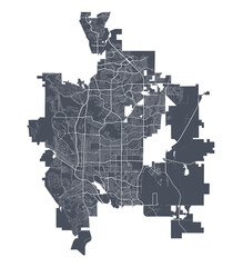 Colorado Springs map. Detailed map of Colorado Springs city poster with streets. Cityscape vector.