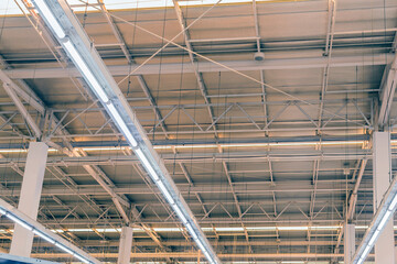 Metal Roof Sheet Structure With Light Bulb.