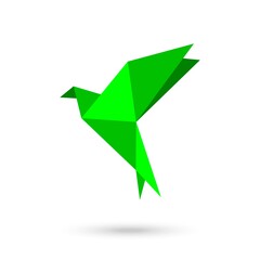 Green Origami bird vector icon. Filled flat sign for mobile concept and web design. Bird paper simple solid icon.