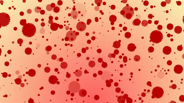 Malattia da coronavirus, epidemia del virus SARS-CoV-2, video 3d covid-19, vista microscopica di cellule fluttuanti del virus dell'influenza.