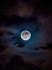 Naklejka na ściany i meble full blue moon on a cloudy night