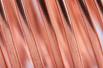Macro of copper wire raw materials and metals industry concept background