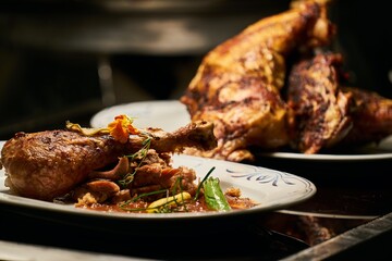 food, meat, chicken, meal, dinner, grilled, pork, dish, barbecue, beef, plate, lunch, fried, sauce, delicious, grill, cuisine, salad, vegetable, bbq, roasted, tomato, gourmet, cooked, restaurant
