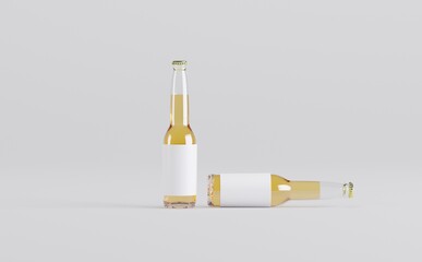Fototapeta premium Beer Bottle Mockup 3D Illustration
