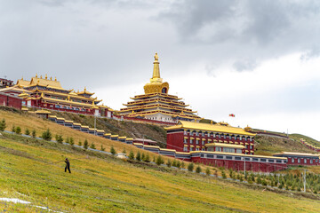 The amazing view of tibetan buddhist academy and monastery - Dongga Temple on Tibet