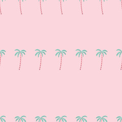 Pink Pastel Palm tree pattern seamless in simple style vector illustration.