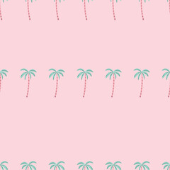 Pink Pastel Palm tree pattern seamless in simple style vector illustration.