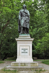 Schiller monument on Maximiliansplatz square of Munich, Germany. The monument was unveiled in 1863.