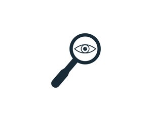 Eyeball and Magnifying Glass Icon Vector Logo Template Illustration Design