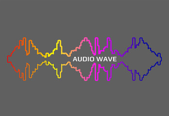Obraz premium Pulse music player contour. Audio colorful wave logo. Vector rainbow equalizer element
