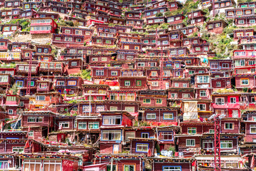 The view of larung academy in Larung Gar on Tibet