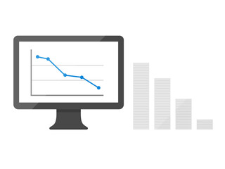 モニターに表示された折れ線グラフのイラスト