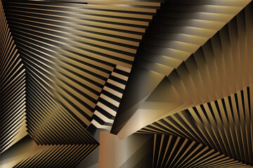 Abstract halftone lines gold metallic effect background, dynamic pattern, modern design texture.