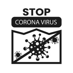 Coronavirus infographic icon. The causative agent of a respiratory infection. Bacteria pandemic poster. Logo sign isolated white background.