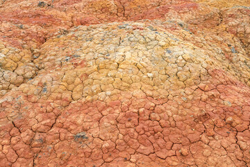 orange-yellow soil cracked from drought