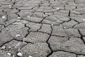 cracked soil in a clay quarry, dry summer