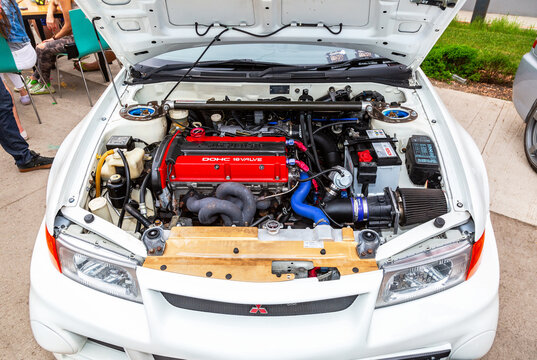 Tuned Turbo Car Engine Of Mitsubishi Vehicle