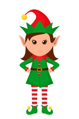 Little character of a funny girl elf in a suit.