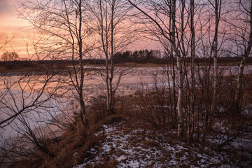 Lake by the late autumn
