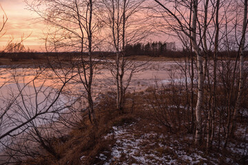 Lake by the late autumn