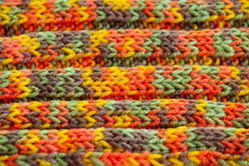 Knitting in multicolor, autumn colors