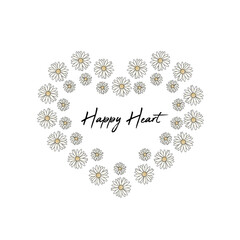 daisy yelloz heart love text line shine flower garden girl tee illustration art vector