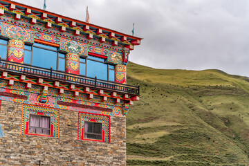 The view of traditional old small tibetan remote village and family house on Tibet