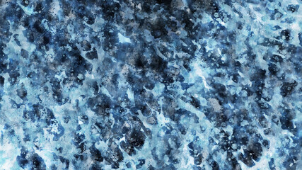 Watercolor abstraction background. Splashes and stains are shades of blue. Ocean texture. Background concept for decor, cover, ceramic tiles, wrappers