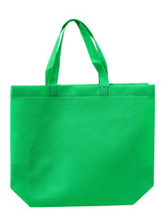 green cloth shopping bag isolated on white background - 389933702