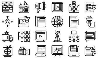 Actualization icons set. Outline set of actualization vector icons for web design isolated on white background