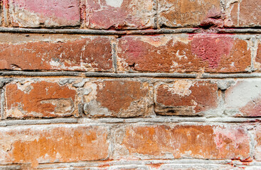 cypress wall texture pattern red cypress blocks, close-up, old dilapidated wall.
